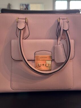 Michael Kors Blush Pink Saffiano Leather Satchel with Gold Hardware